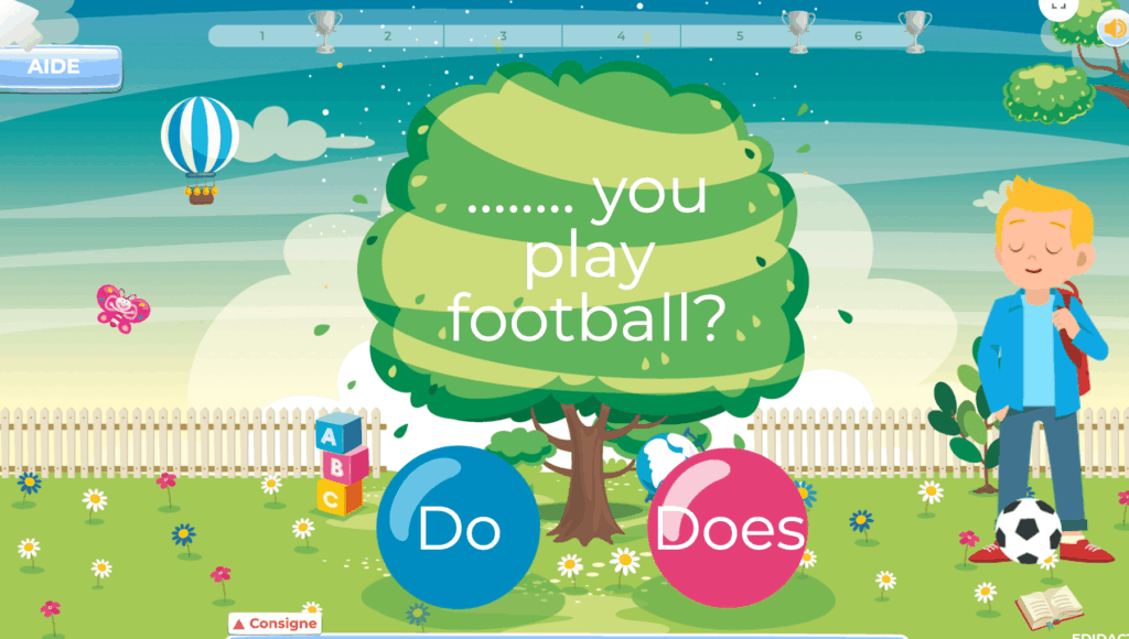 Exercices d'anglais en ligne pour enfants 10-11 ans 7H Harmos