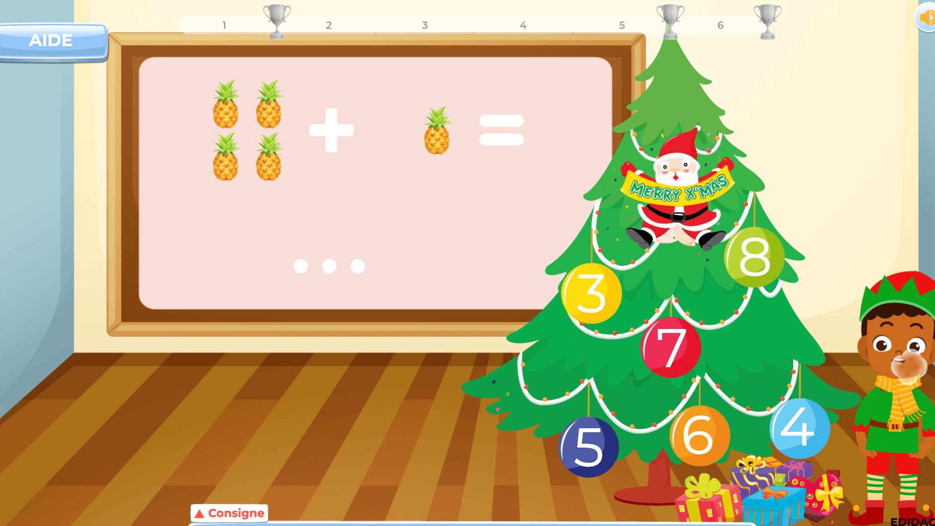 enfant de 6 ans qui fait un exercice de calcul de maths sur en ligne