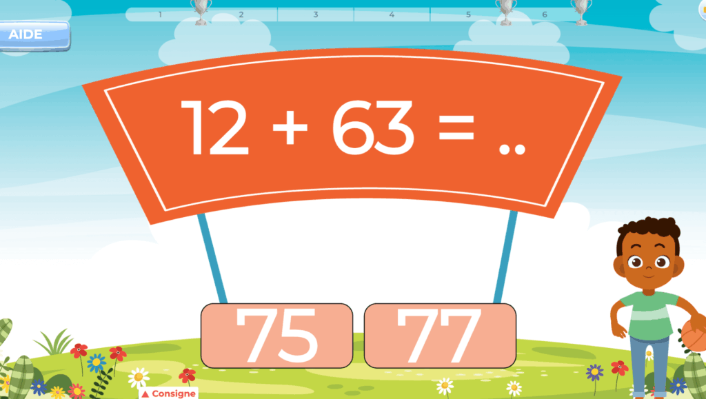 Exercice d’addition en ligne pour enfants